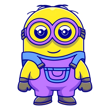 yellow minion with one eye, goggles, blue overalls sticker