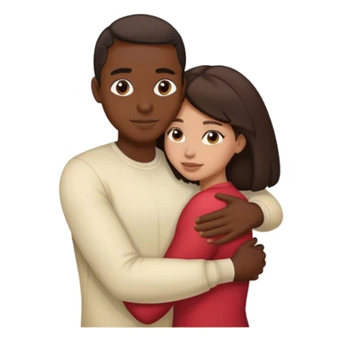 Black man hugging brunette woman sticker