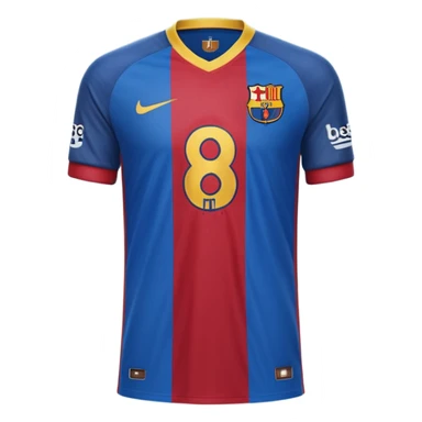 buat custom barcelona custom warna barcelona dan hanya baju hanya bajunya saja dan menghadap belakang nama chessy dan nomor punggung 8 menghadap belakang menghadap belakang sticker