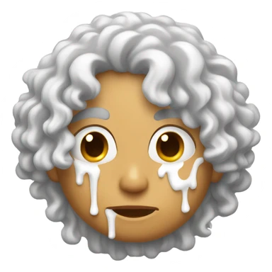 Drip White paint from face curly hair sticker