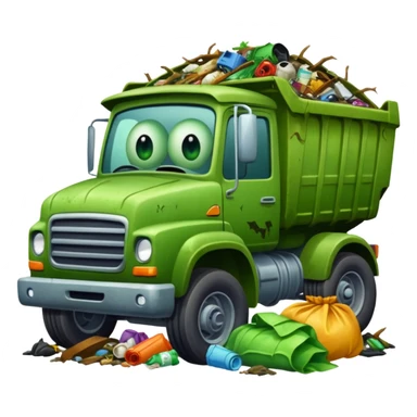 A garbage monster with a car and truck and tractor and garbage and junk inside sticker