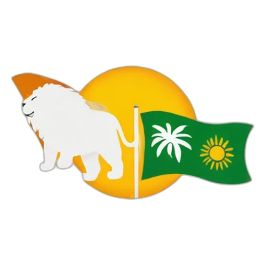 Lion and sun flag  sticker