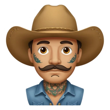 mustached cowboys with tattoos on face sticker