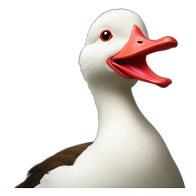 Muscovy Duck with a red face sticker
