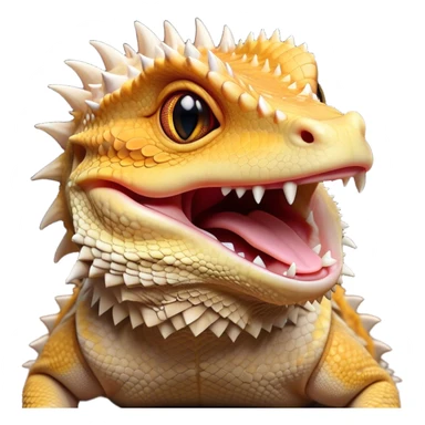 Cinematic Cute Yawning Bearded Dragon Portrait Emoji, Head tilted slightly with a dramatic, wide-open yawn, showcasing a soft, textured scaled hide with its spiky beard partially drooped and eyes barely open in drowsy contentment, Simplified yet irresistibly adorable features, highly detailed, glowing with a soft, cozy glow, high shine, relaxed yet expressive, stylized with a touch of reptilian whimsy, bright and endearing, soft glowing outline, capturing the essence of a sleepy yet affectionate dragon, so drowsy it feels like it could stretch out of the screen and curl up for a nap! sticker