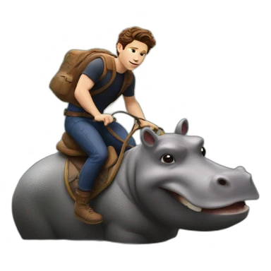 Tom holland riding a hippopotamus sticker