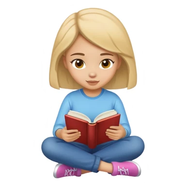 Youngʻ girl sitting on air reading a book sticker