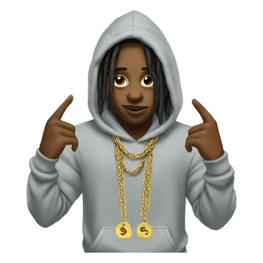 young hustler with dreads holding money with both hands wearing a hoodie  with gold jewelry chains on sticker