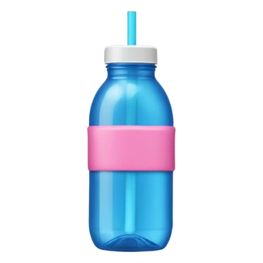 Pink waterbottle with blue straw sticker