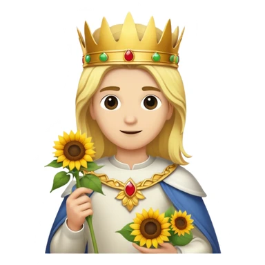 Blonde King holding a sunflower sticker