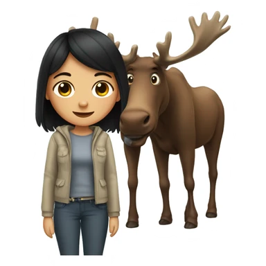 black haired girl and a moose  sticker