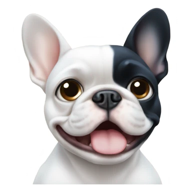 White French bulldog with blue eyes with a long black haired girl sticker