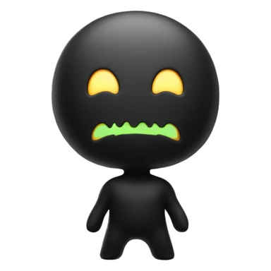 Make me a 3D emoji that expresses the strength of the strong body of the young ghost. The image of the ghost in black and neon sticker