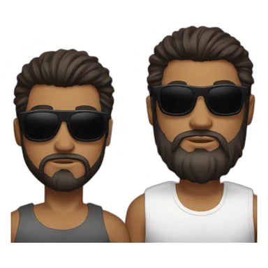 brown guy with black backslick hair and space sunglasses adn and dj headset and thicc beard sticker