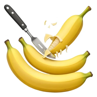 A peeled-off banana being chopped in small banana slices sticker