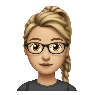 white girl with brown hair ponytail and glasses sticker