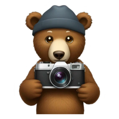 bear holding camera sticker