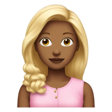 Blonde girl wearing pink sticker