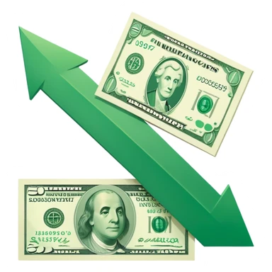 downward arrow next to a banknote, representing lowering costs sticker