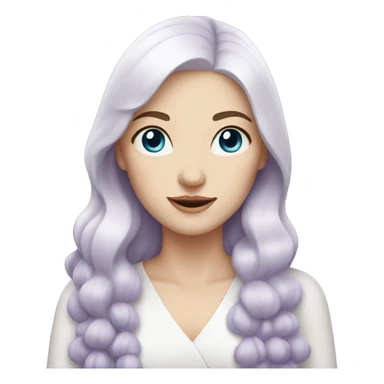 Woman with pale skin, lavender eyes, and white hair sticker