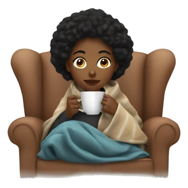 black woman sipping tea in a blanket sticker