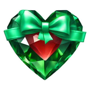 crystal red heart wrapped in emerald bow sticker