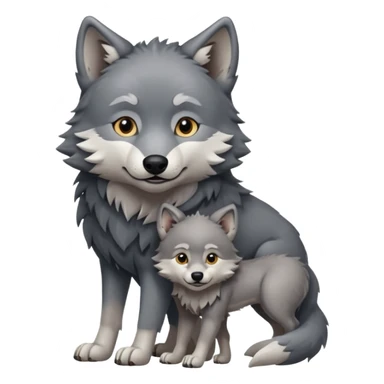 Loup avec son bébé loup sticker