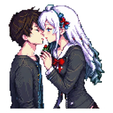anime girl kissing boy sticker