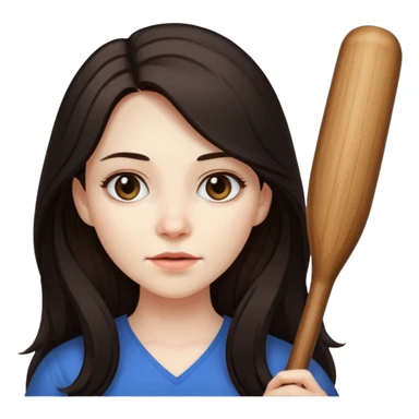 woman with long dark hair holding a bat (animal) sticker