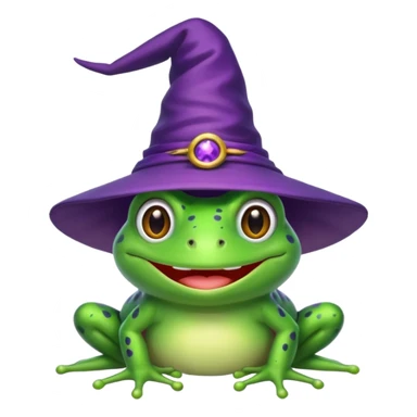 frog wear purple wicth hat sticker