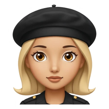 girl wearing a black beret sticker