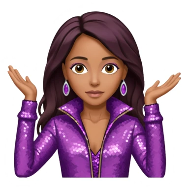 Jada Pinkett Smith with long dark brown hair, mauve sequin outfit sticker