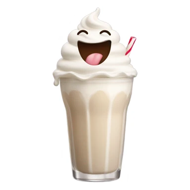 A milkshake as a fast food restaurant mascot with a face, mouth, and eyes sticker