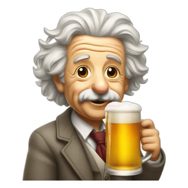 albert einstein with a beer sticker