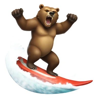 Angry grizzly bear surfing a wave on a shark  sticker