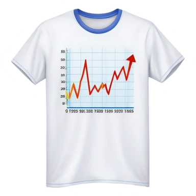fashion t-shirt in front of a stock market trend line, representing fashion trends like a stock chart sticker