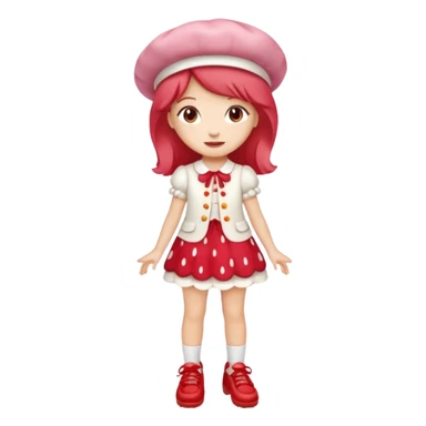 pretty and cute realistic modern day strawberry shortcake full body with red shoes emoji sticker