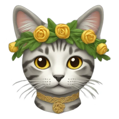 cat in embroidered clothes with a wreath on her head sticker