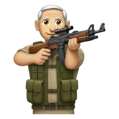 Netanyahu holding an AK-47 sticker