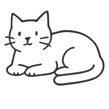 a hand drawn cat lying down sticker