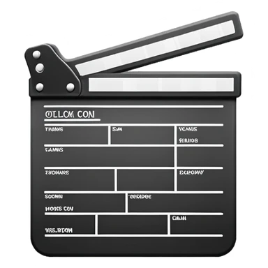 side view of film slate outline, just essential black lines, no color or fill sticker