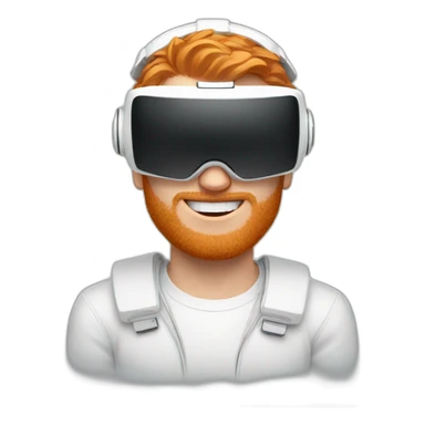 Ginger guy wearing white VR headset sticker