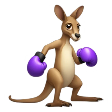 Kangaroo with purple boxing gloves   sticker