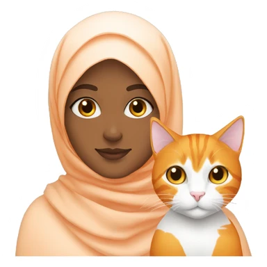 Hijabi girl with orange cat and white cat sticker