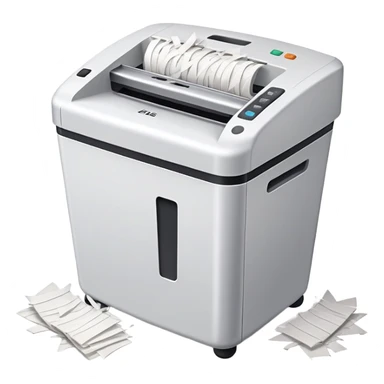 office paper shredder with paper being shredded sticker