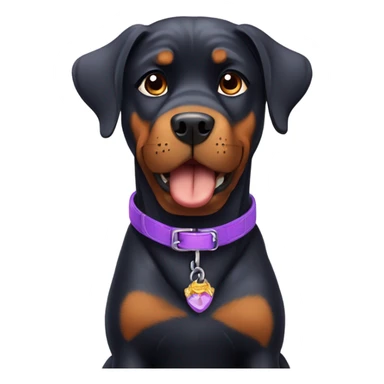 Rottweiler dog wearing a purple collar ￼ sticker
