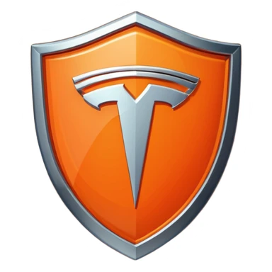 orange teslas logo shaped like a shield candy sticker