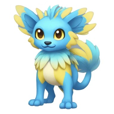 Cute cool yellow blue animal hybrid Fakemon full body sticker