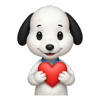 snoopy con un corazón entre los brazos  sticker
