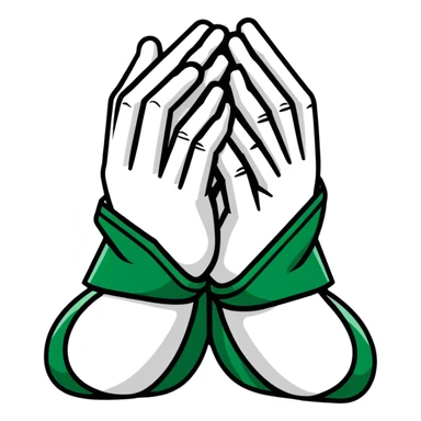 Geometric Maya style prayer hands - thank you for reply, strictly white and deep dark green only, angular sharp lines sticker